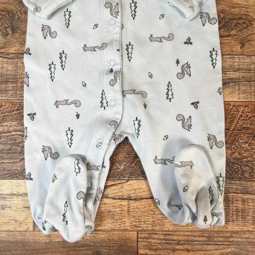 Hanna Andersson Organic Cotton Footed Sleeper Baby Boy 3-6m Squirrels Forest